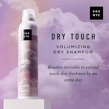 SGX NYC Dry Touch Volumizing Dry Shampoo - Paraben Free, Vegan Dry Shampoo Spray Absorbs Excess Oil - Fresh and Bouncy Hair with No Residue - 6.5 oz | Absorbs Excess Oil, Adds Body & Texture for Fresh & Bouncy Day 2 Hair, Brushes Invisible, Crisp Jasmine Fig Leaf Scent, Vegan