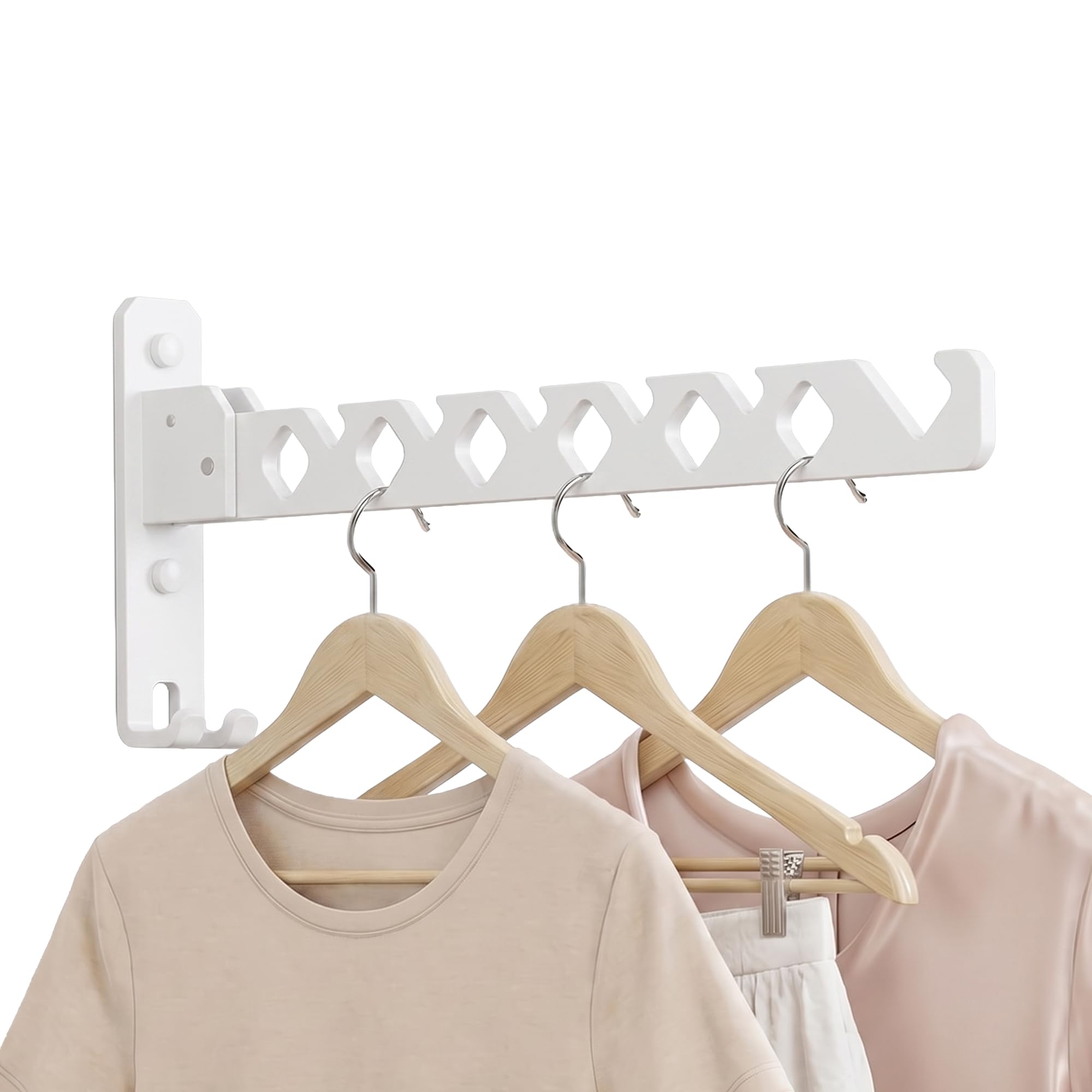 RFOUO Wall Mounted Clothes Hanger, Foldable drying rack, White,1 Pack