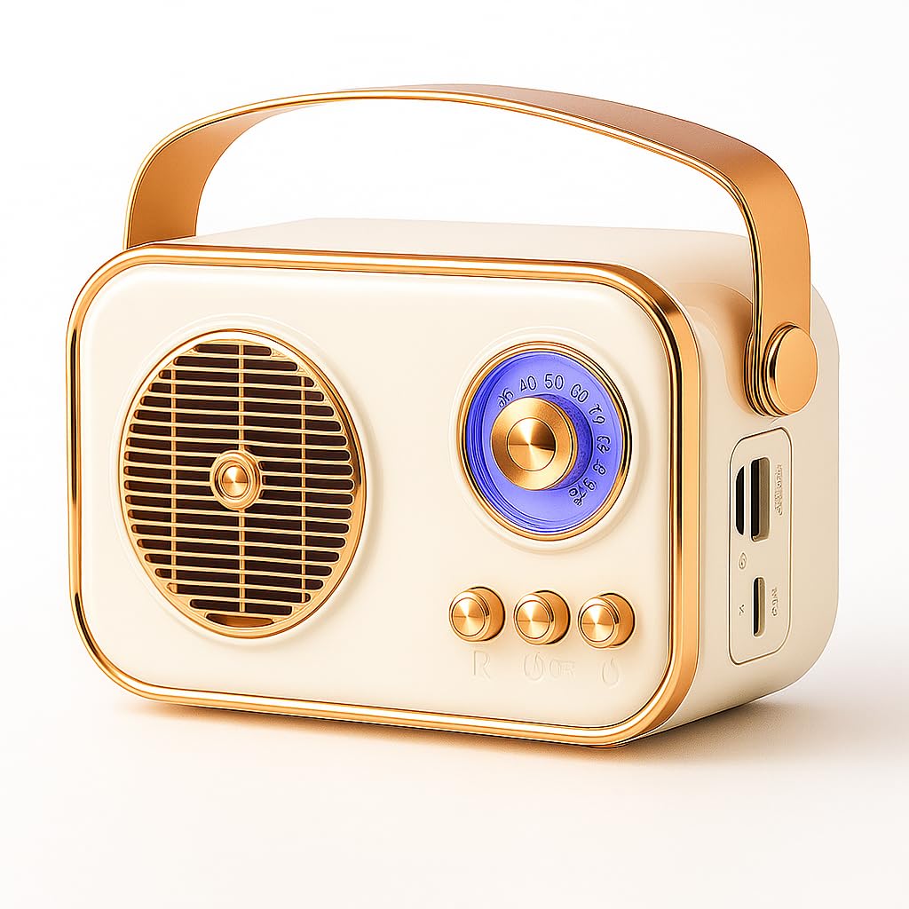 Vintage Bluetooth Wireless Speaker with USB/AUX Input & Hands-Free Calling Perfect for Gift (10W RMS Power)(RM-636-White)-image-8