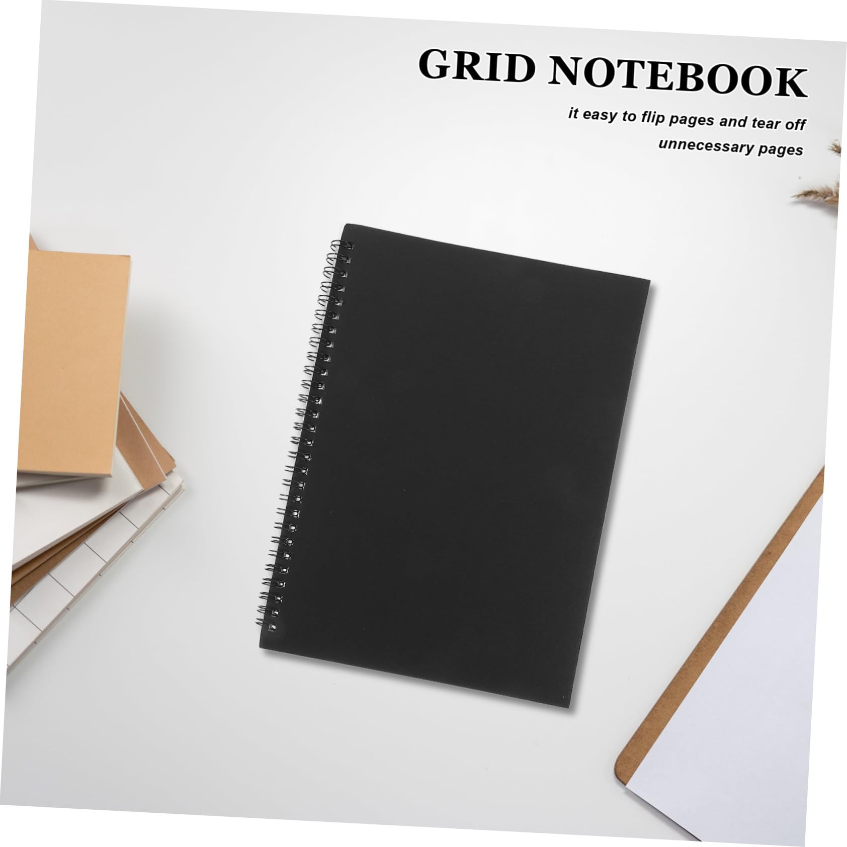 4 Stück Teiliges Spiralnotizbuch Kariert mit Robustes Kraftpapier Cover Langlebiges Business Notizbuch für Büro Schule und Notizen für Langzeitnotizen und Praktische Nutzung
