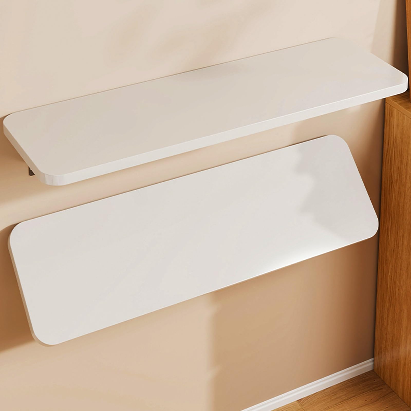 Kleiner Wandtisch Klappbar Klappbarer Wandtisch aus Holz, Verdickte Platte Starkes Tragendes Eisen Malerei Abgerundete Ecken 4 Farben für Schlafzimmer, Küche(White,40 * 20cm)