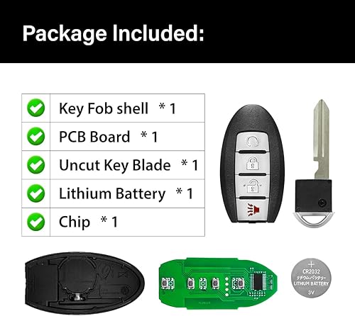 Miniatura 6 de Reemplazo para 2017 2018 Nissan Rogue Key Fob Control remoto KR5S180144106 4 Botones 433MHz Negro