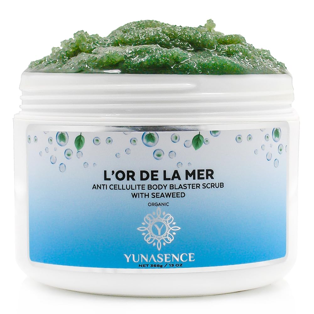 Sweetsation Therapy L'or de la Mer Organic Anti Cellulite Body Blaster Scrub with Sea Salt, Seaweed, Lemongrass 12oz Smoothing Exfoliating Moisturizing Skin Massage Treatment.