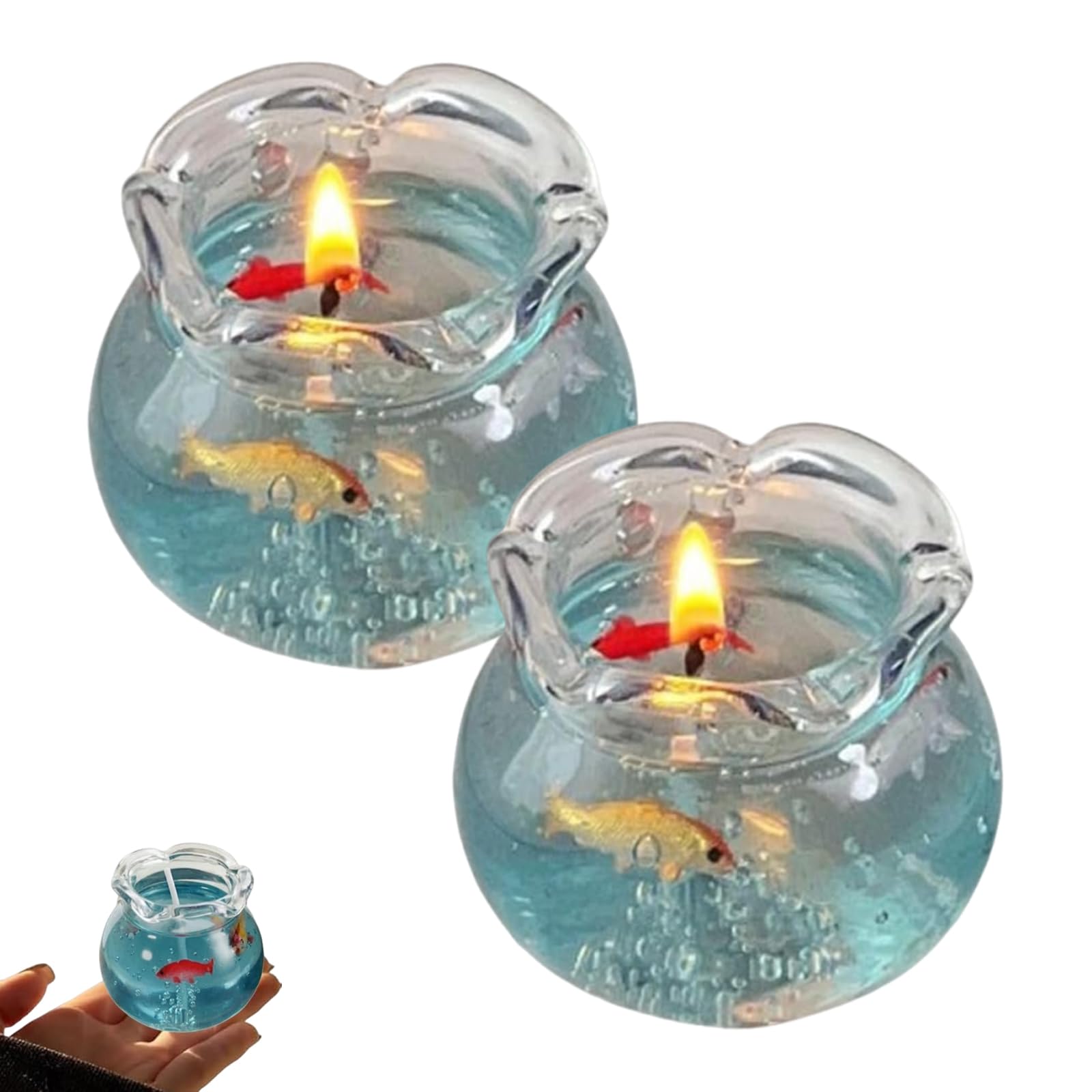 2 Pack Mini Bubble Fish Tank Scented Candles, Mini Candle Fish Wax for Relaxation,Funny Candle Gift for Women