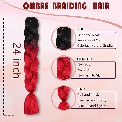 Ombre Trenzado pelo sintético Crochet trenzas torsión 24 pulgadas 3 unidslote 3.53 oz Ombre dos tres tonos Jumbo trenza extensiones de pelo rastas