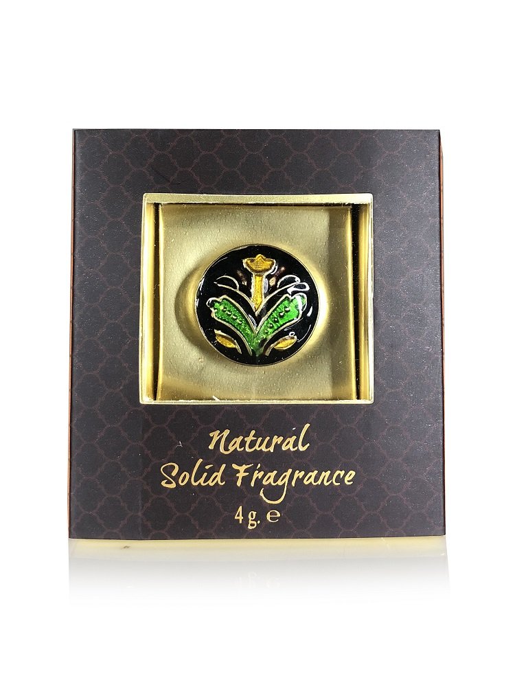 Song of India Solid Perfume in Brass Cloisonné/Meenakari Jar for Body Fragrance, 4 g. | Frozen Ittar or Alcohol-Free Cologne Balm (Sandalwood & Vetiver)-image-19