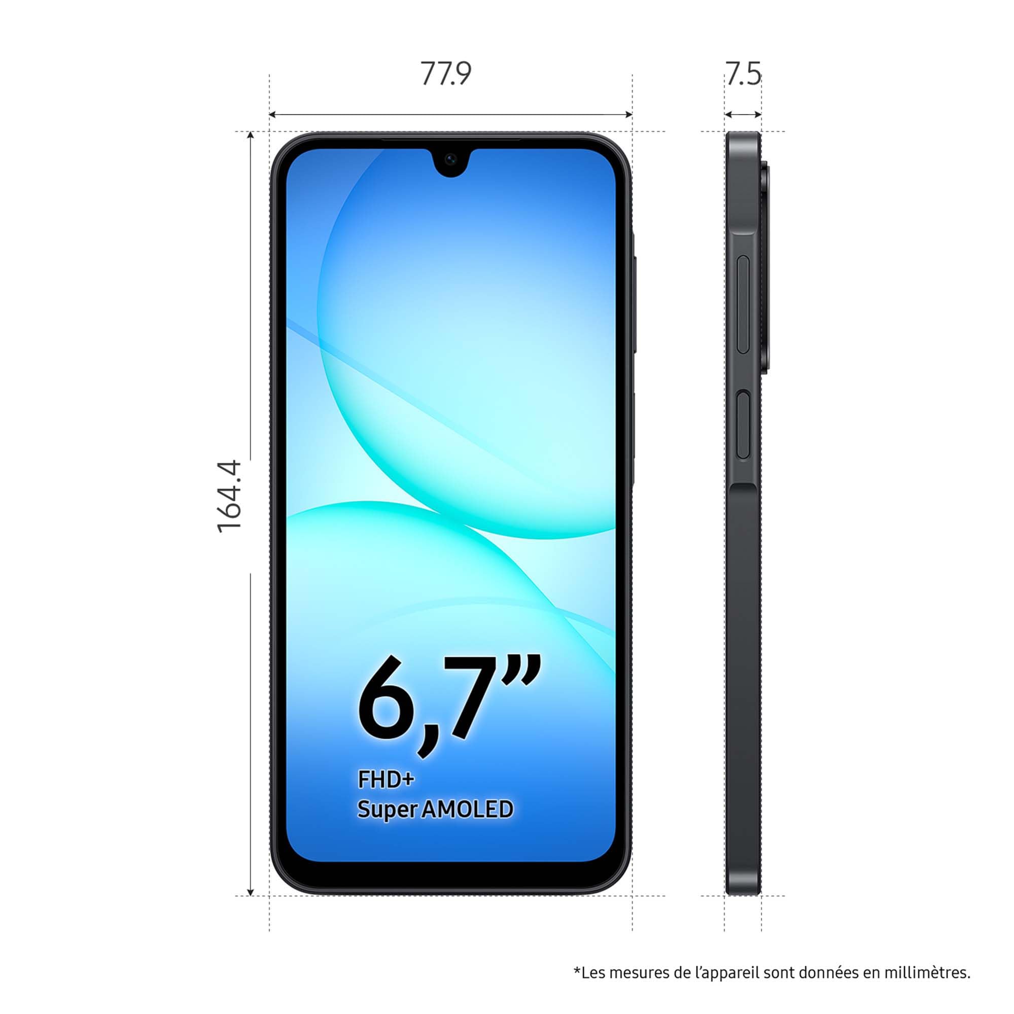 Samsung Galaxy A17 5G 128 Go, Smartphone Android déverrouillé, écran 6,7", Batterie 5000 mAh, Noir, Version FR