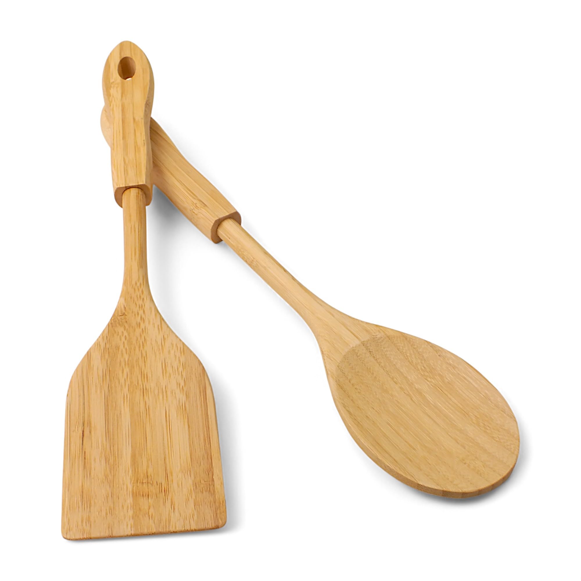 Deconox Bambu 2'li Servis Seti, Tavalarınız ve Kızarmanız İçin Spatula, Servisleriniz İçin Büyük Kaşık | 2 Adet Lüks Bambu Set