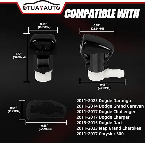 Miniatura 2 de OTUAYAUTO Boquillas para limpiaparabrisas delantero, para Dodge Durango 11-18, Dodge Grand Caravan 11-14, Jeep Grand Cherokee 11-17 - Reemplaza OEM