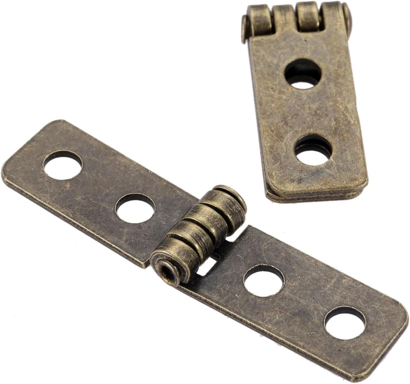 4Pcs Antique Bronze Cabinet Door Luggage Rectangle Hinge Furniture Connector 4 Holes Decorative Hinge