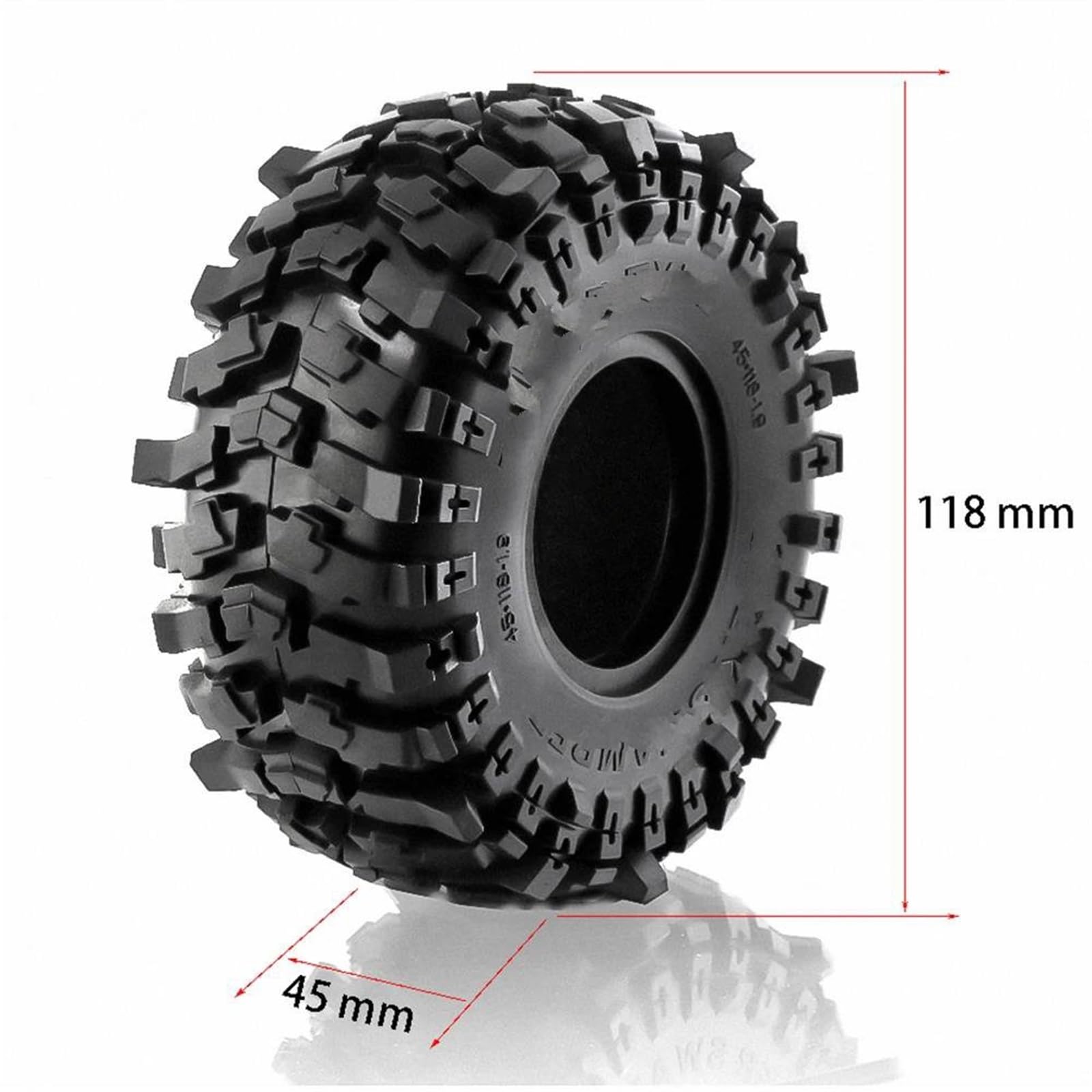 RC Car Pneumatico Ruota Compatibile con Axial per SCX10 90046 AXI03007 TRX4 RBX10M Gomma Morbida 1.9 Pneumatici delle Ruote 118 * 45MM per 1:10 RC Crawler Car RC Auto Pneumatico