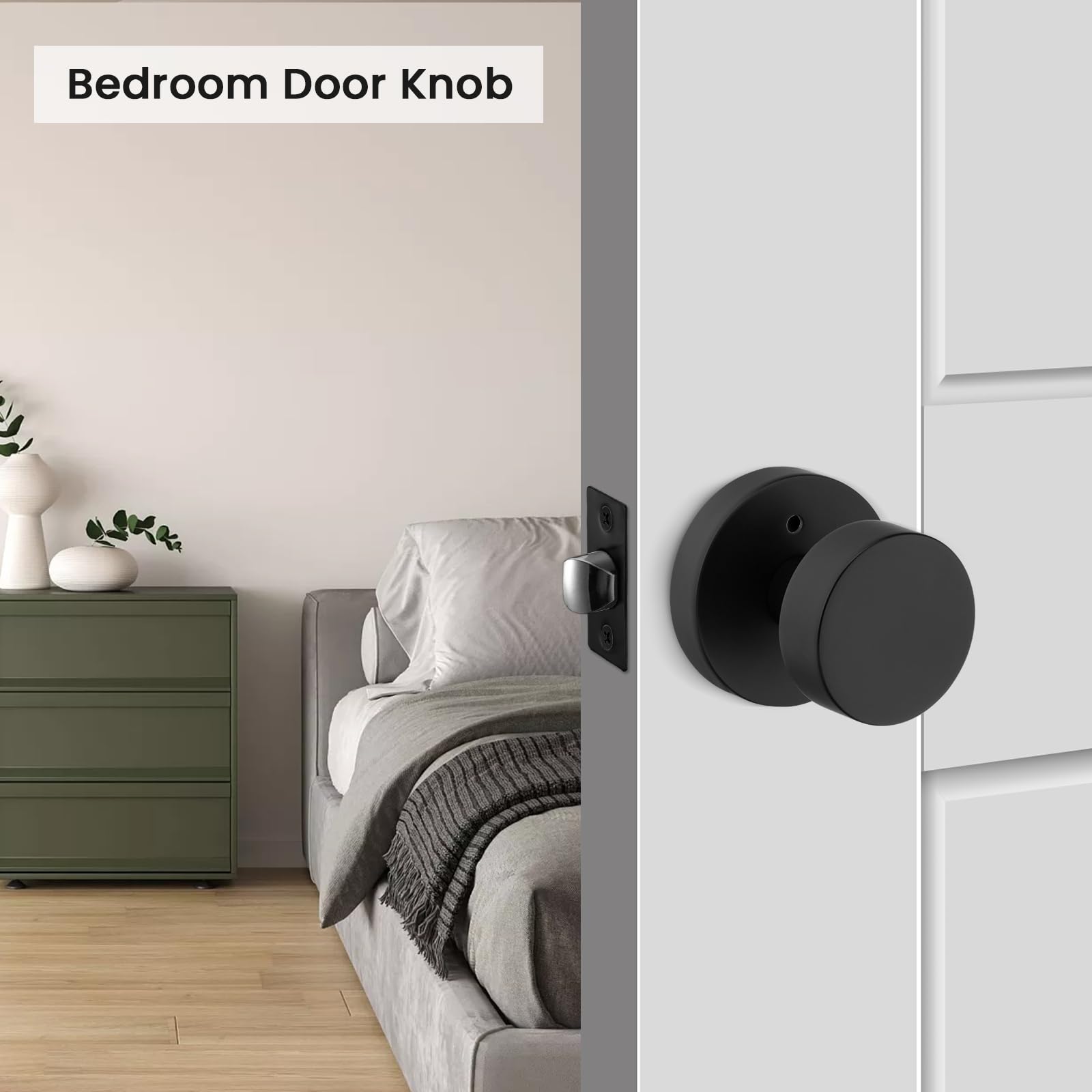 Bedroom Privacy Door Knobs 6-Pack Matte Black Privacy Door Knobs - Modern  Interior Handles For Bedroom \u0026 Bathroom Matte Black Door Knobs, image size:1600x1600