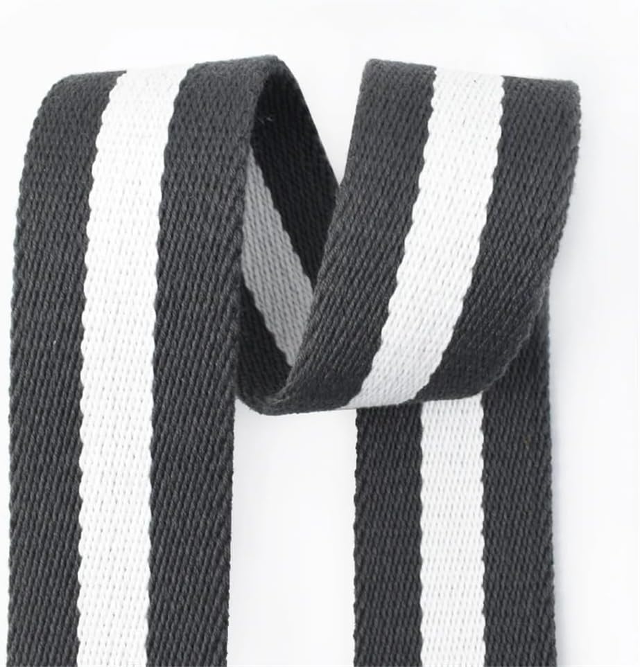 Generic 2/5M 38Mm Cotton Webbing Nylon Stripe Safety Tapes Bag Strap Pet Lanyard Backpack Clothes Ribbon Gray 5Meters