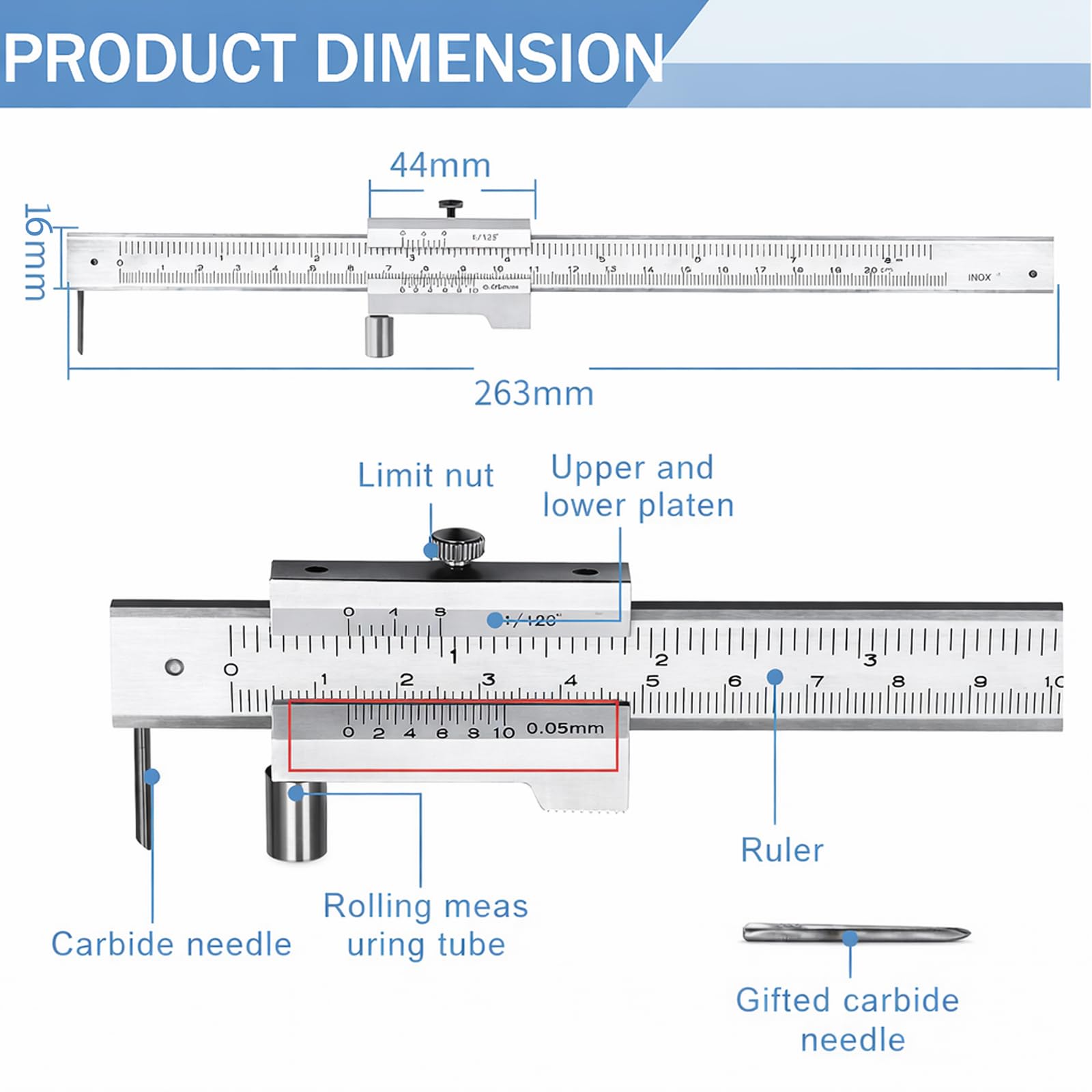 Precision Vernier Calipers - 0-200mm Stainless Steel -2