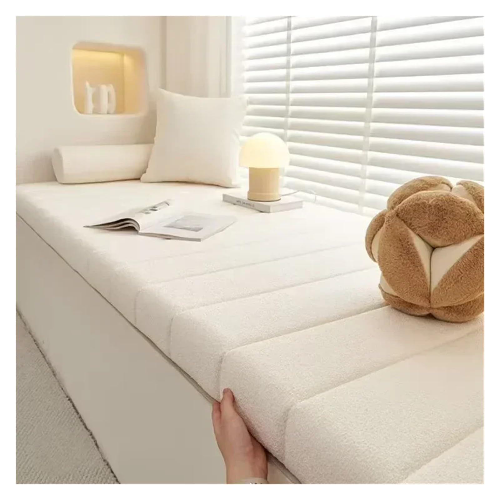 Coussin de banc imperméable velours blanc matelas baie vitrée 190x30