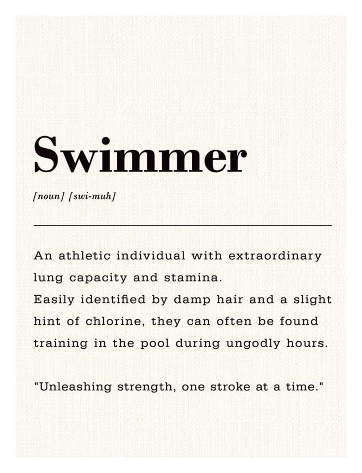 MDBJTCYZN Motivational Swimmer Wall-Art - Funny Swimming Definition Canvas Print, Gift for Pool Lover(Framed,12x18inch(30x45cm))