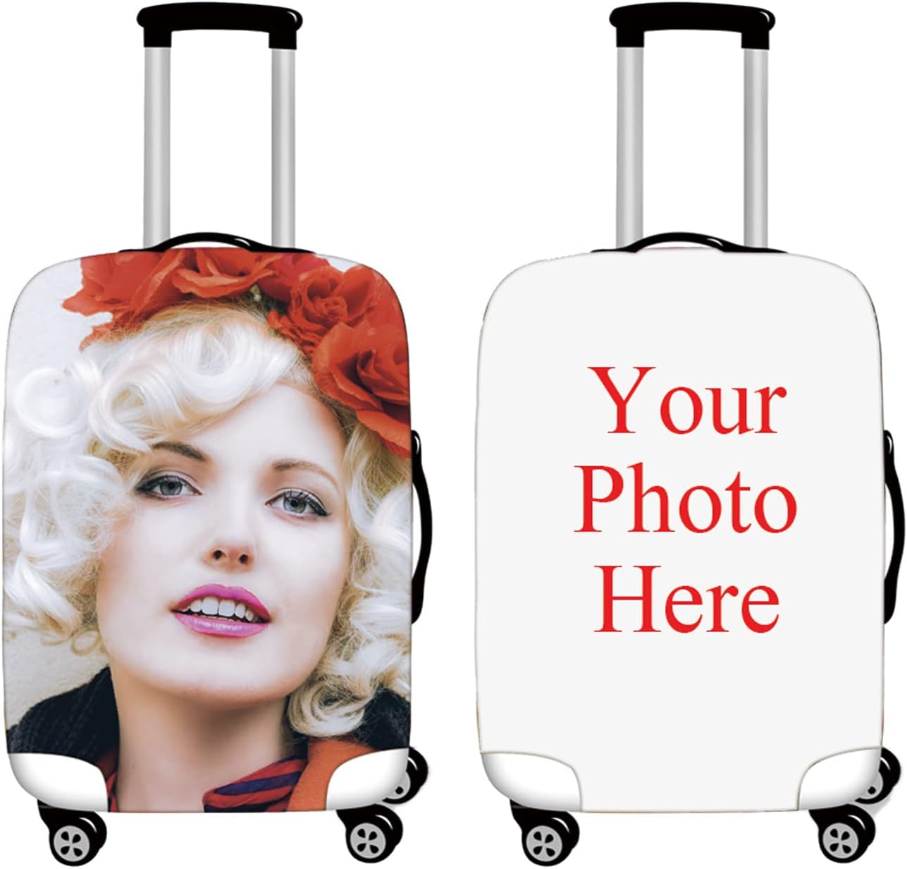 Custom Personalized Design Elastic Luggage Cover Personality Suitcase Cover name tags With Photo (XL (29-32"))