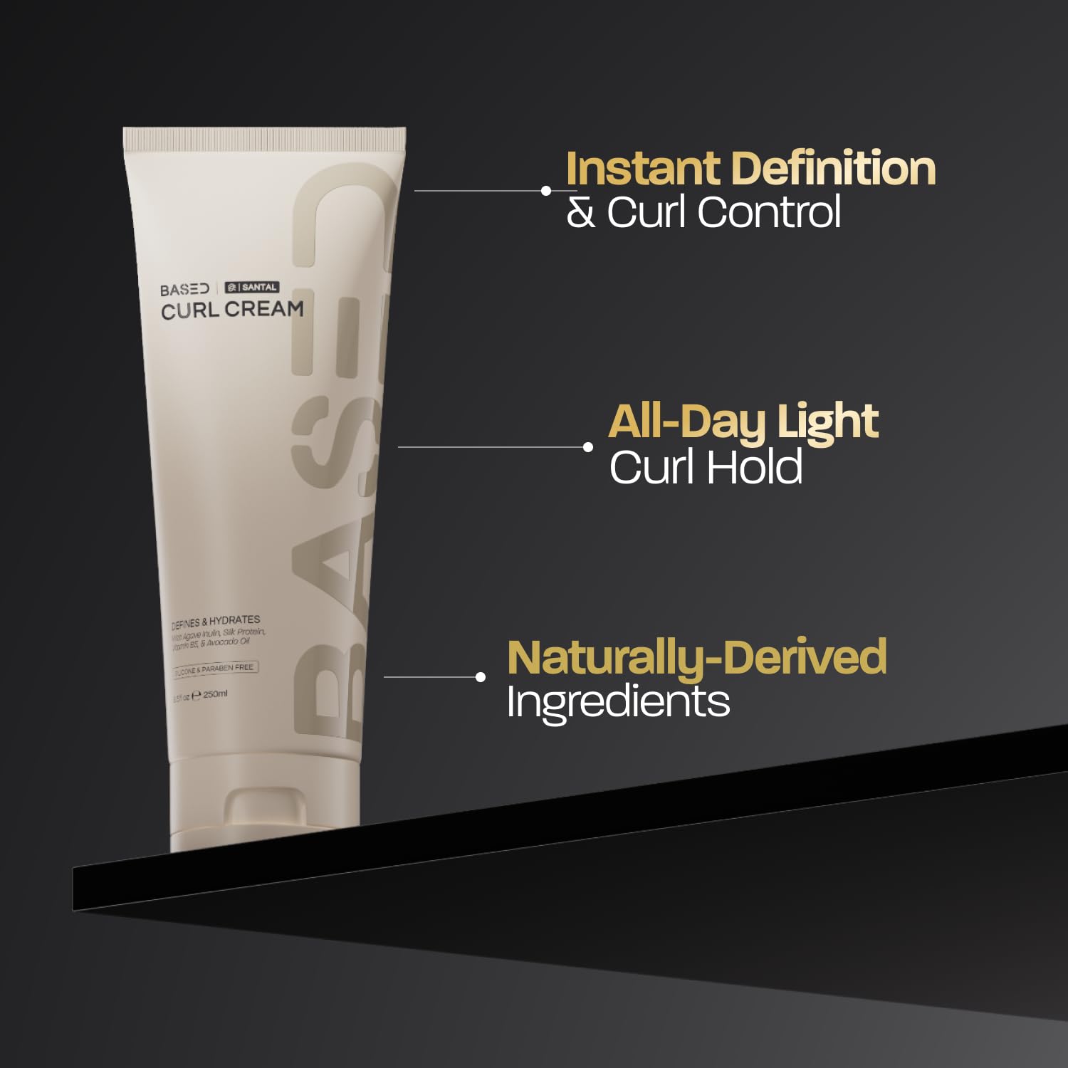 BASED Curl Cream for Men, Curl Defining Cream with Medium Hold