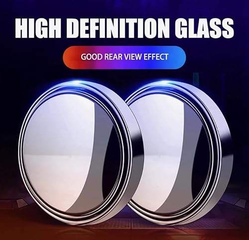 Miniatura 8 de 2 espejos de punto ciego, 2 pulgadas, redondo, de vidrio HD, convexo, 360°, gran angular, retrovisor lateral con carcasa de ABS para automóviles,