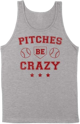 TeesAndTankYou Pitches Be Crazy Baseball Tank Top Unisex