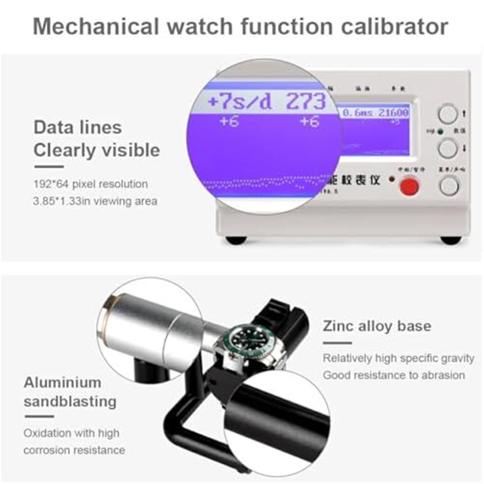 Zegarek Timegrapher z czujnikiem mikrofonowym, wyświetlaczem LCD, narzędzie do kalibracji pozycji do zegarków mechanicznych i automatycznych, do horologii i naprawy