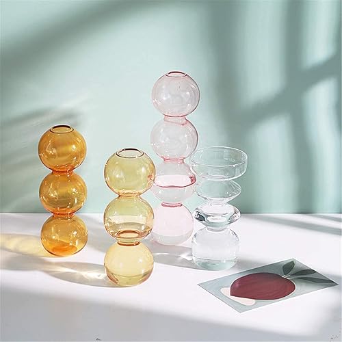 Miniatura 4 de JSPYFITS Florero hidropónico de cuatro bolas, cuatro bolas de 9 pulgadas de alto, macetas de vidrio transparente, adecuadas para bodas, fiestas,