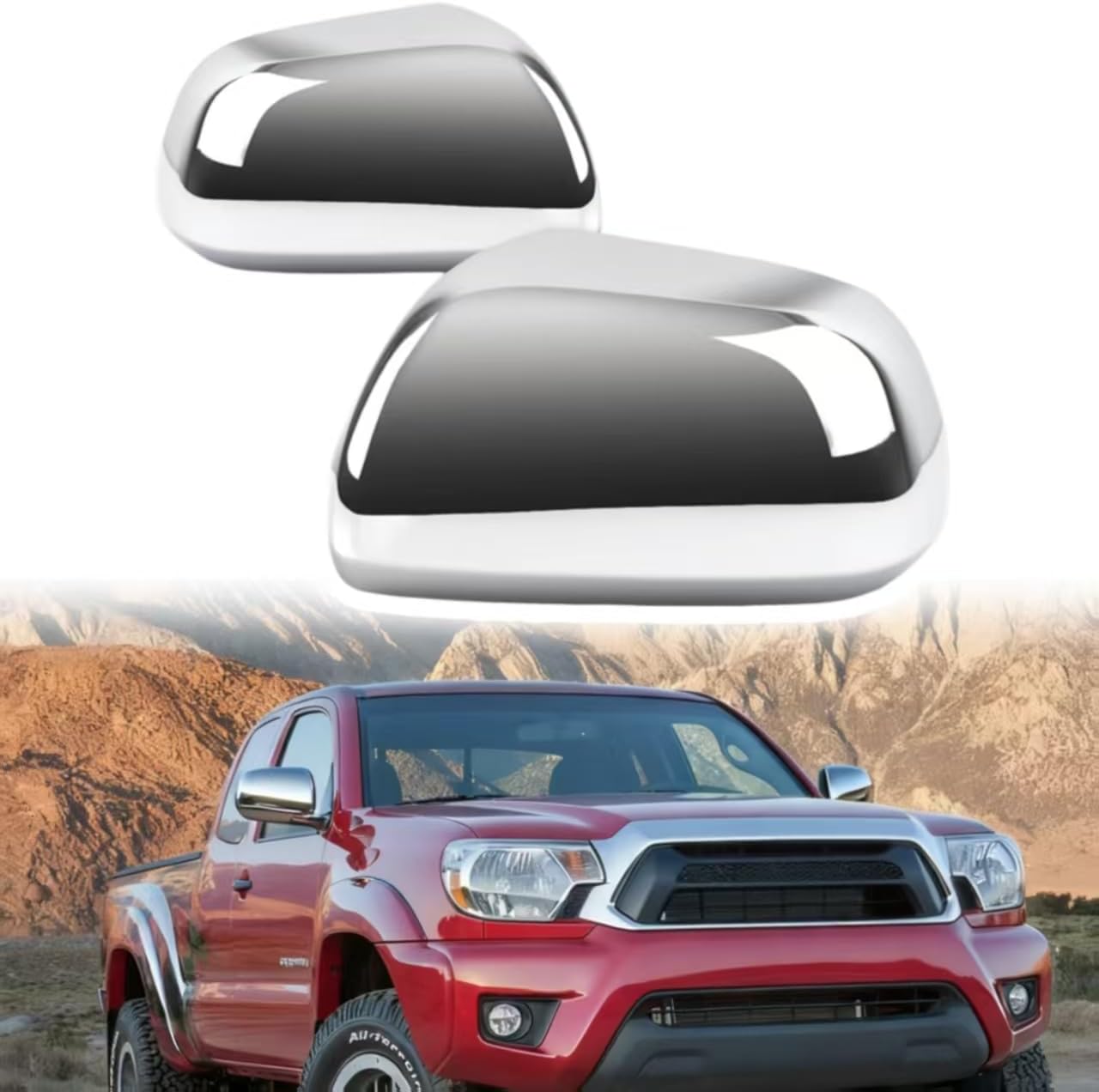 Side Mirror Cover Caps Compatible with Toyota Tacoma(NOT FOR SR5) 2012-2015 Accessories, OEM 87945-04020, 87915-04020, Set of 2 (CHROME)