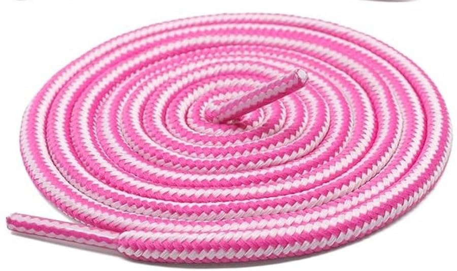 Image of Round Shoelace (2 Pair) Boot Laces Running, Sports, Gym, Casual Dual Coloured Striped Shoe String
