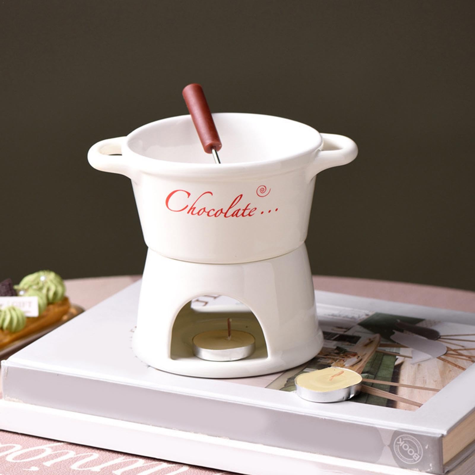 Fonduetasse – Teelicht-Fondue-Tasse, 300 ml Schokoladenkäse-Fondue-Tassen, Schmelzbecher, Sahnebereiter, tragbarer Schmelzbecher für heiße Schokolade, für Liebhaber, Familien