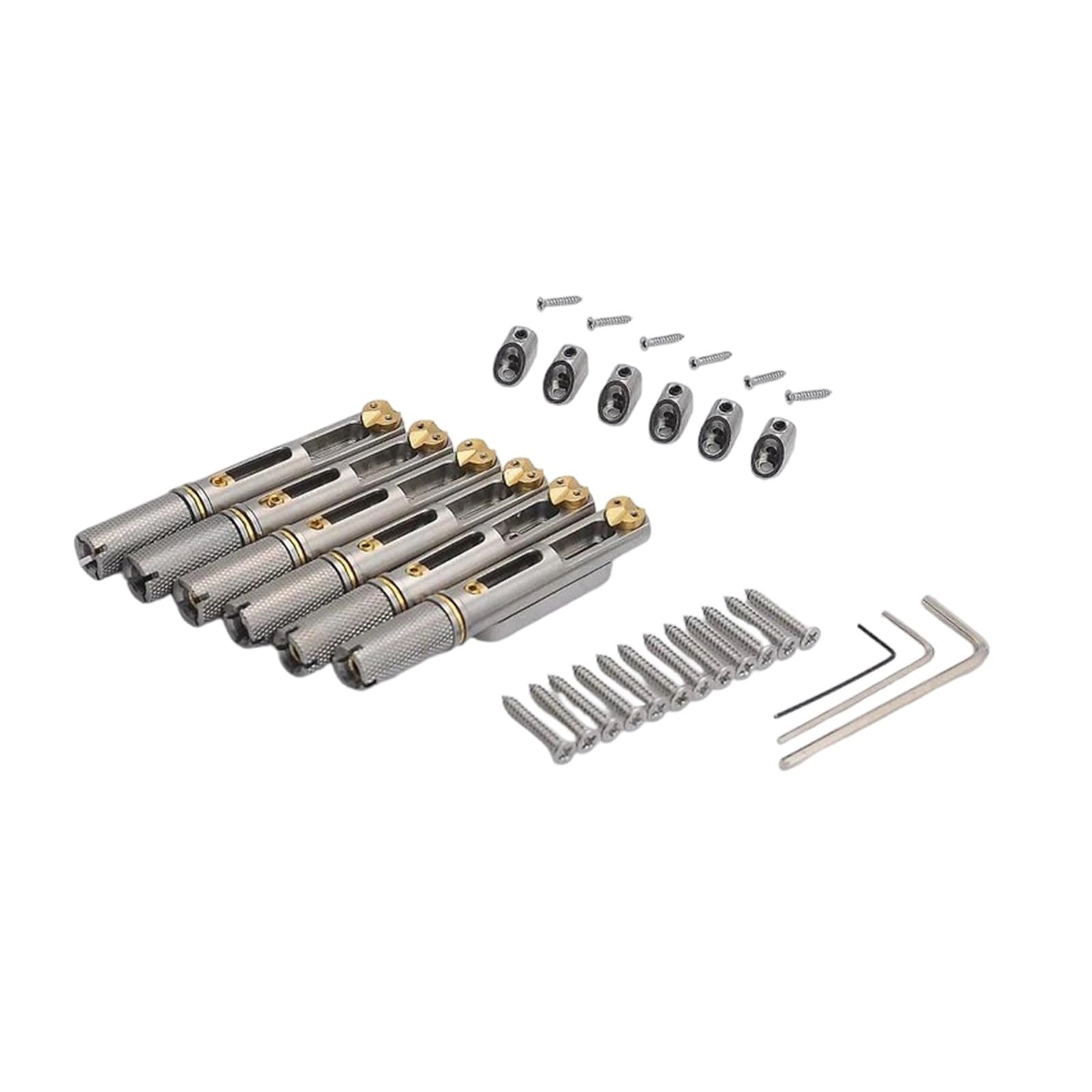 Mostek Ze Stali Nierdzewnej 6 Strunowy Do Gitar Bezgłowych Z Podstrunnicą W Kształcie Wachlarza Jeden Zestaw Mostek Gitary Profesjonalnej(6 Pieces-PRO)