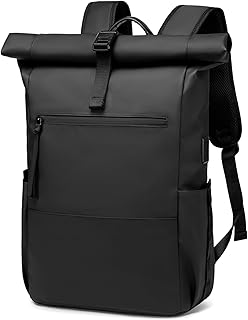 Rolltop Rucksack Damen Herren Großer Laptop Rucksack Wasserdichter mit Computerfach 16 Zoll Rucksäcke Schulrucksack Wasserfester Reiserucksack Handgepäck Flugzeug Arbeit Reisen