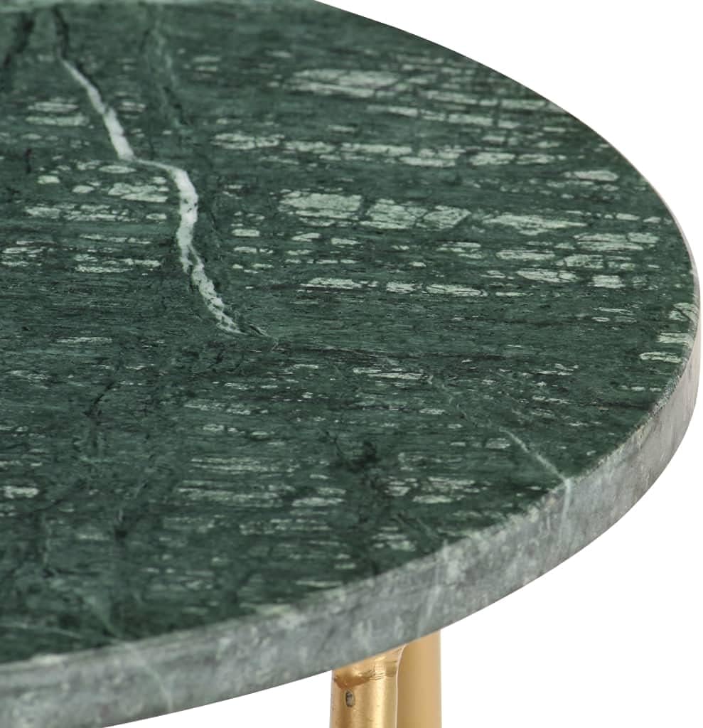 vidaXL Green Real Stone Marble Texture Modern Square Coffee/End Table - Iron Frame - Living Room, Bedroom Decor