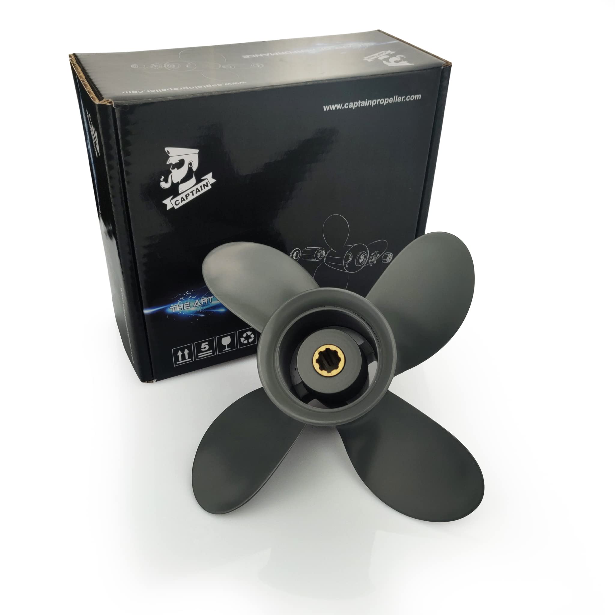 Hélice Aluminium 4 Pales Pour Moteurs Honda 8-20 HP – Diamètre 9 1/4, Pas 10, Cannelures 8, Revêtement Anti-corrosion