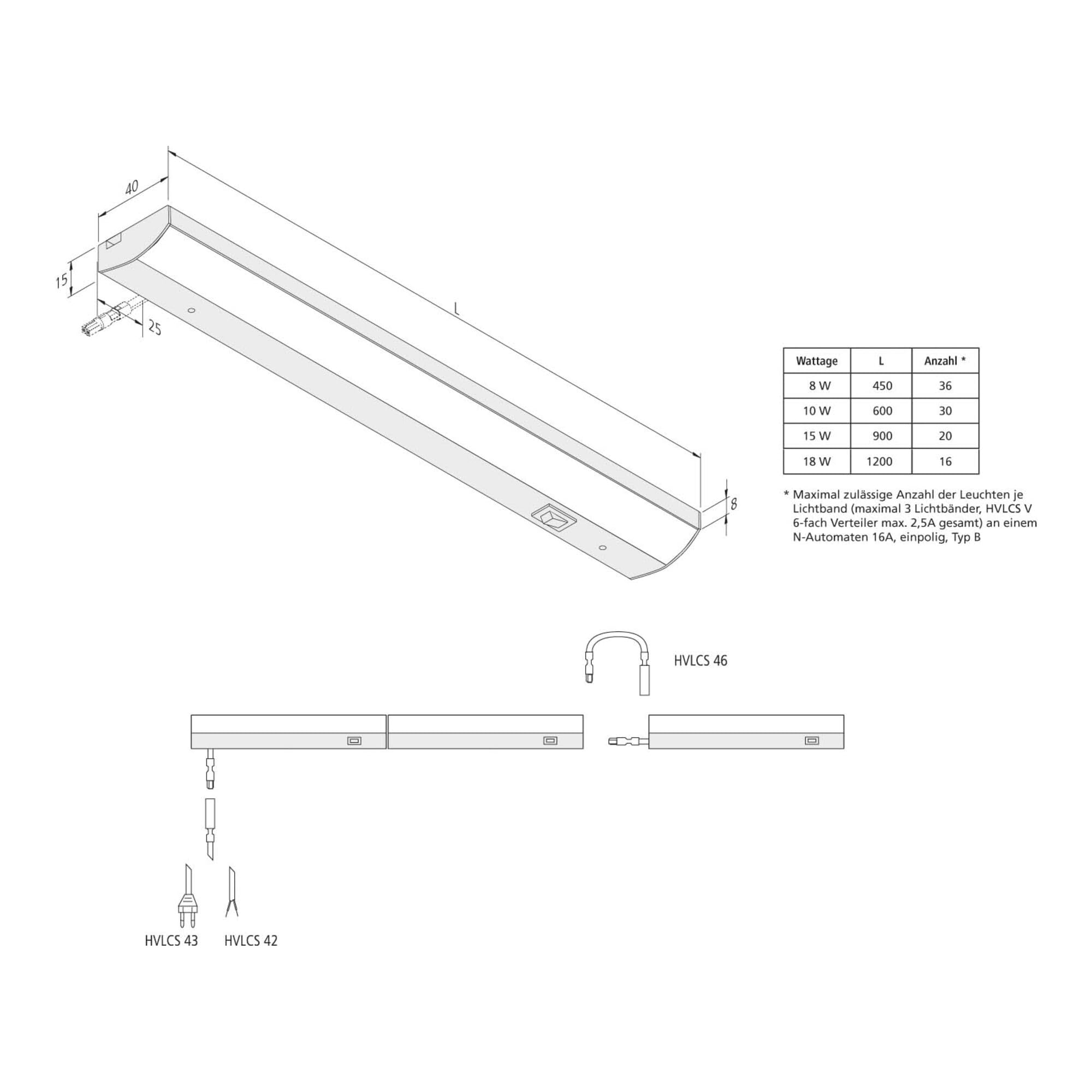Hera LED Unterbauleuchte 900mm 15W 230V ww 20202580302