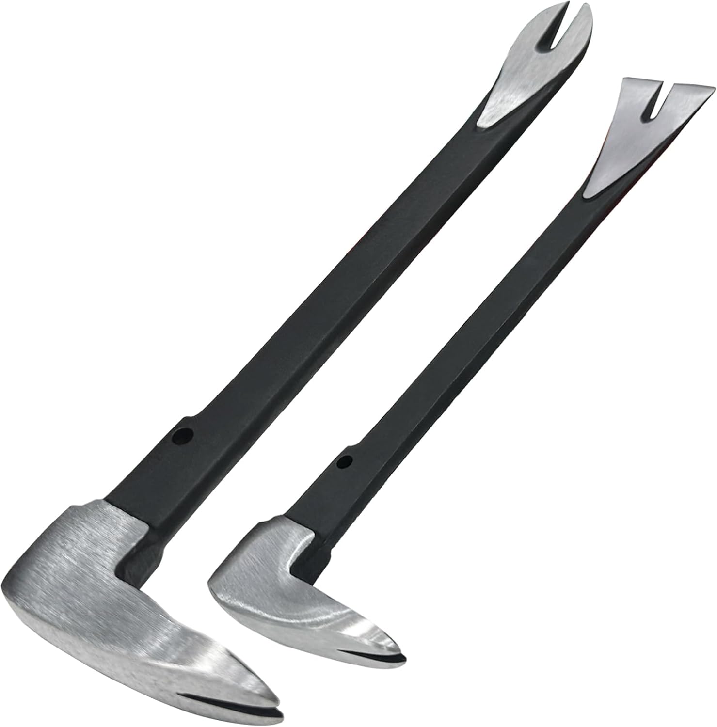 WEDO 2PCS Pry Bar Set,8" Flat Pry Bar and 12" Cat Paw Nail Puller,High Carbon Steel Crowbar,V Type Nail Remover,Utility Claw Bar Tool for Home Remolding,Woodworking
