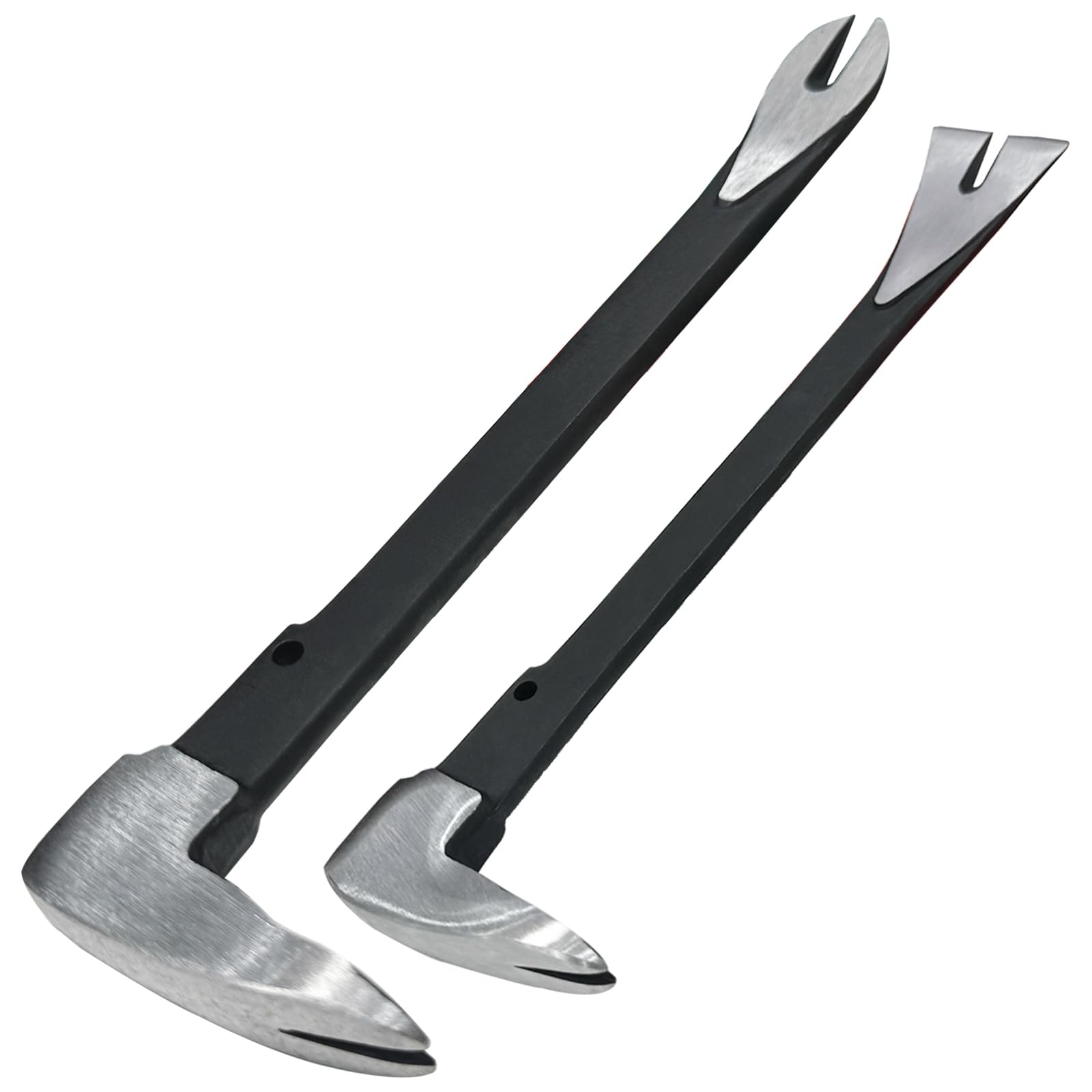 WEDO 2PCS Pry Bar Set,200mm(8") Flat Pry Bar and 300mm(12") Cat Paw Nail Puller,High Carbon Steel Crowbar,V Type Nail Remover,Utility Claw Bar Tool for Home Remolding,Woodworking