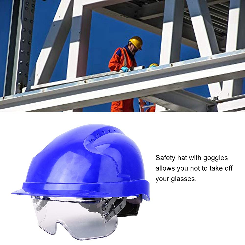 Sonew Casque de Sécurité, 4 Couleurs en Option Hard Hat Defender avec Visière, Casque de Sécurité avec Harnais à 6 Points pour la Construction de Sites Portuaires de Pont(Bleu)