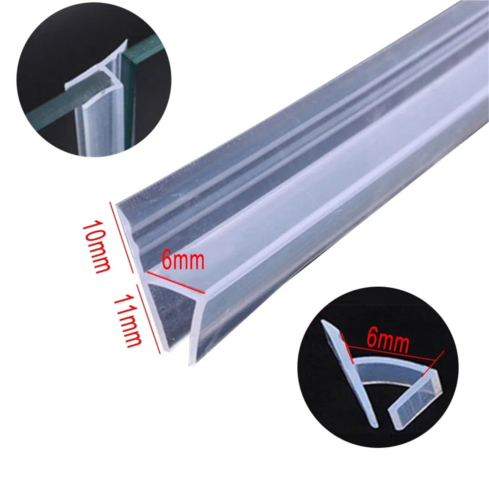 Tira de sellado for mampara ducha 4m, goma silicona, puerta vidrio sin marco, burlete inferior, sello barrido, pegamento for Baño para Puertas de Cristal(10mm)