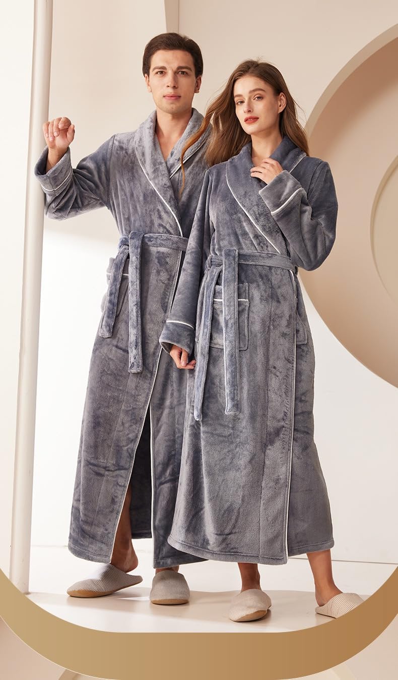 Womens Soft Fleece Robe – Unisex Warm Thick Plush Long Bathrobe House Coat Spa Robe for Winter Womens Soft Fleece Robe – Unisex Warm Thick Plush Long Bathrobe House Coat Spa Robe for Winter