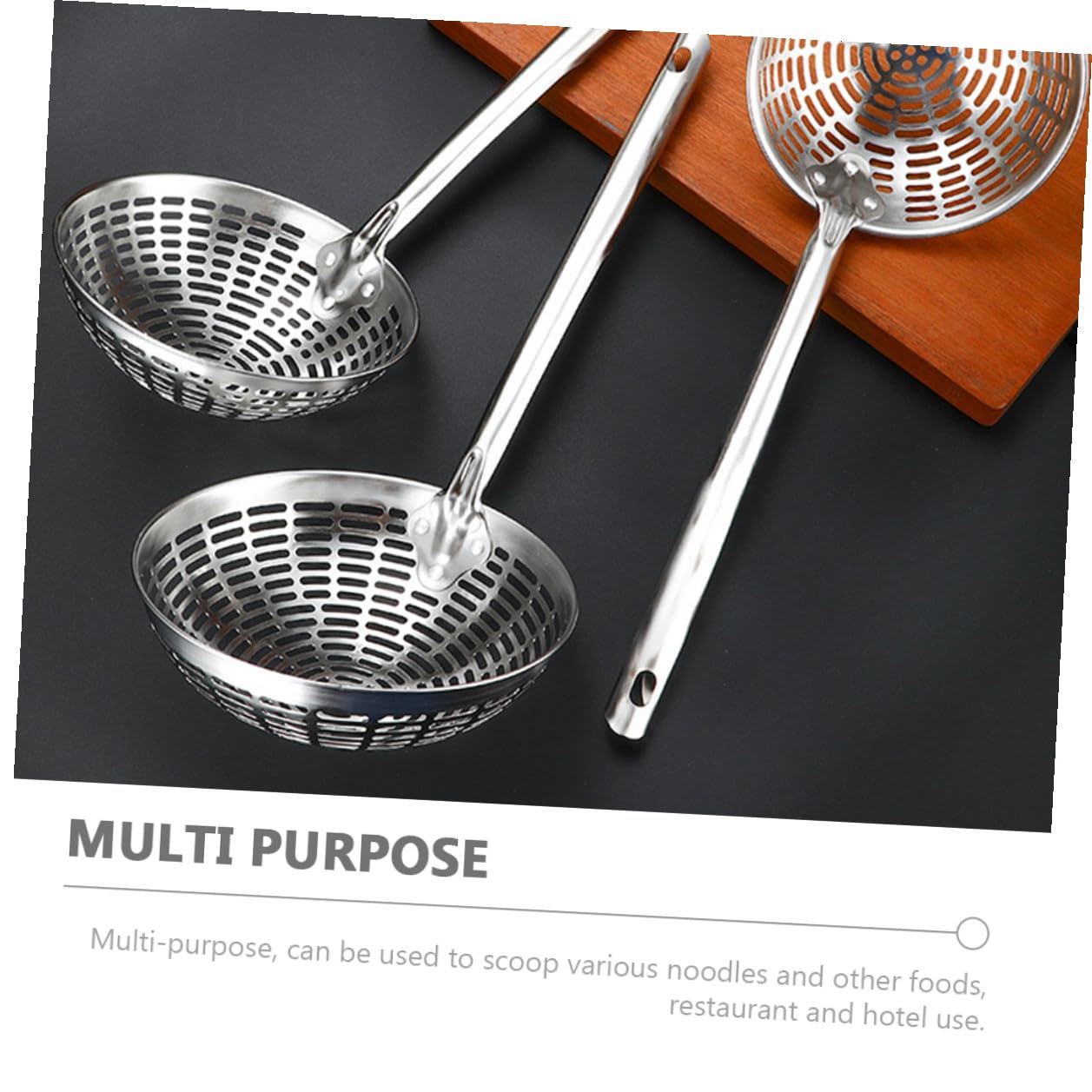 Garneck Colador de Acero Inoxidable para Cocina con Mango Hueco Resistente al Calor, Colador Multifuncional para Pasta y Freír, Utensilio de Cocina Doméstico, Tamaño Medio,