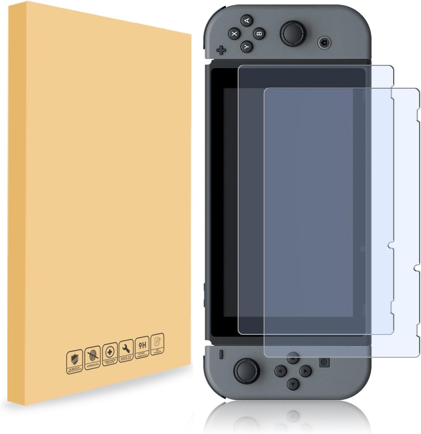 Nintendo Switch Screen Protector，Hltd Premium Tempered Glass [2-Pack],Ultra thin 0.26mm 2.5 HD Clear Round Edge Glass Screen Protector for Nintendo Switch