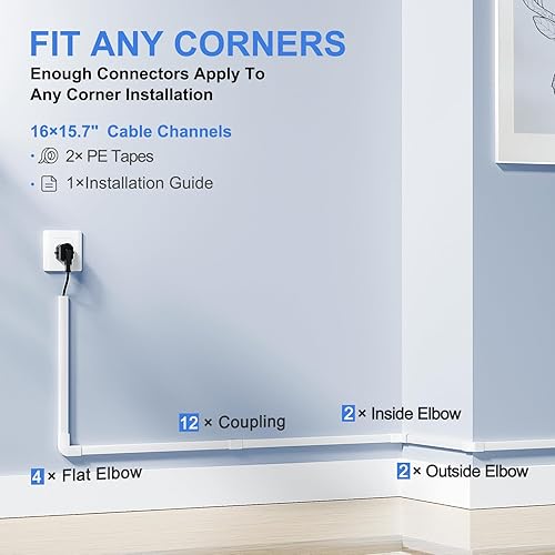 Miniatura 2 de Yecaye - Ocultador de cable de 250 pulgadas, corrector de cables de un solo cable, sistema de gestión de cables de pared, kit de canaleta de cable