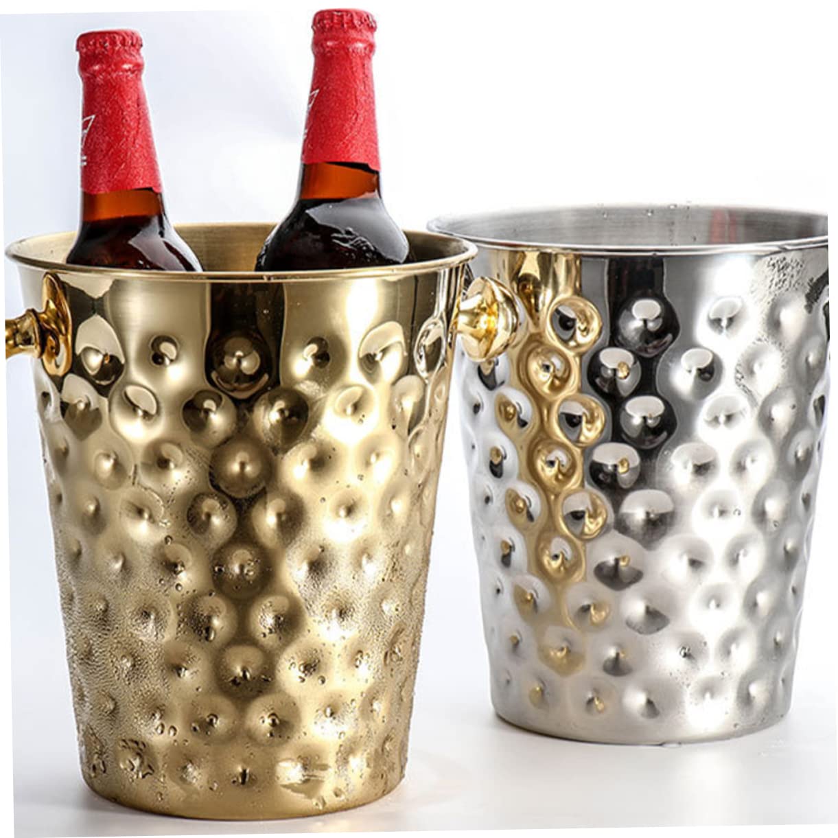 Zerodeko 1Pc Papas Fritas Lata Hielo Botella De Vino Cubo Cesta De Bocadillos Enfriador De Metal Cubo De Metal Refrigeradores Grandes Cubo De Bebidas De Metal Enfriador De Vino Botella De