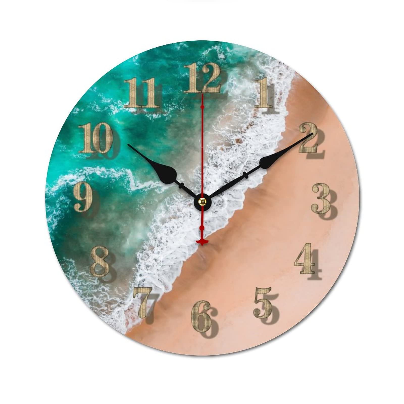 Amazon.co.jp: ビーチ海水は海岸砂熱帯夏に 壁掛け時計 掛け時計 時計  