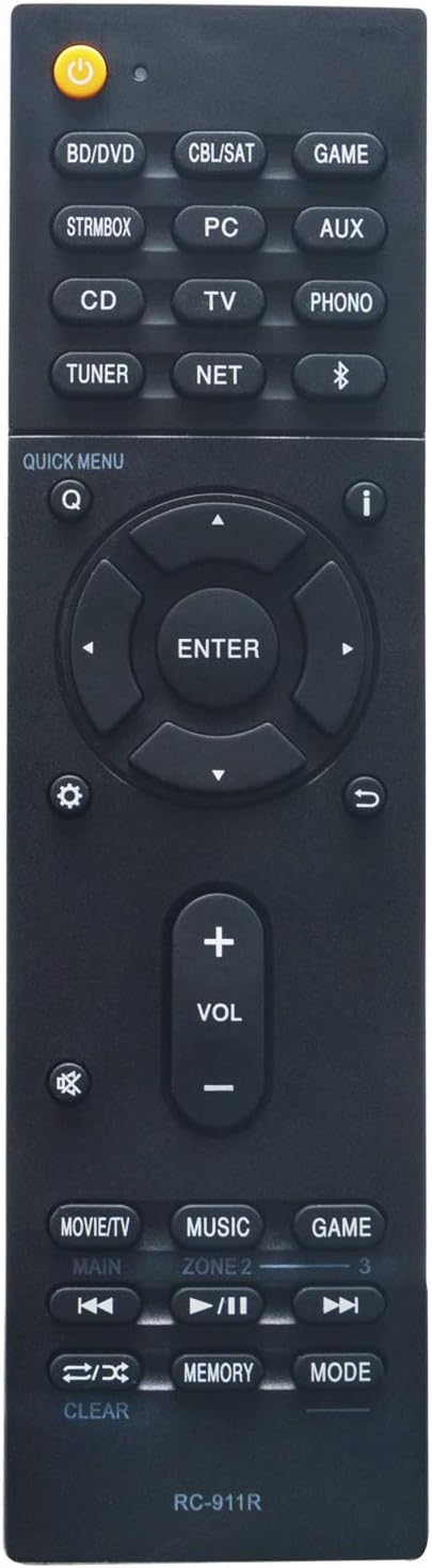 RC-911R Remote fit for Onkyo AV Receiver HT-R695 TX-NR555 TX-NR575 TX-NR585 TX-NR656 TX-NR686 TX-NR676 TX-NR757 TX-NR777 TX-NR787 TX-RZ610 TX-RZ710 TX-RZ720 TX-RZ810 TX-RZ820 TX-NR575E TX-NR676E