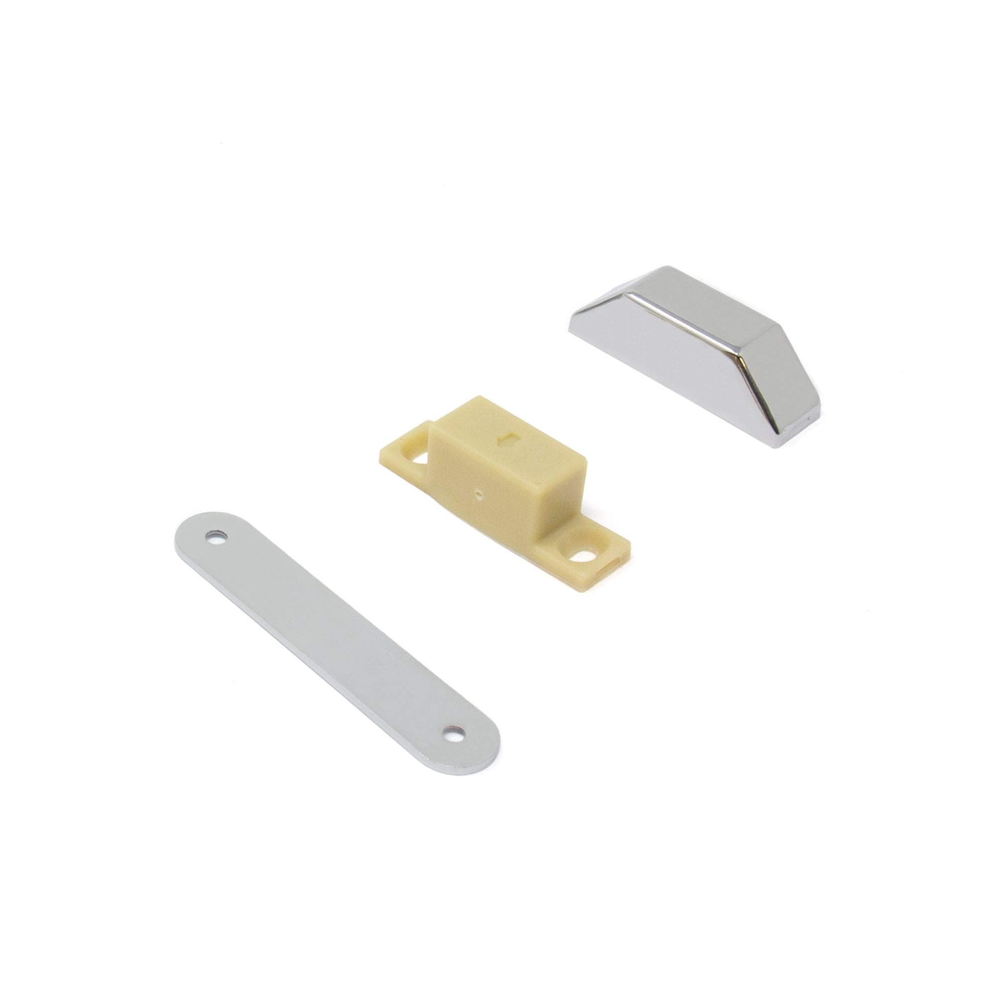 Chrome Plated Magnetic Catch for Providing Secure Closure and Easy Opening of Cupboard and Wardrobe Doors - 43mm x 13.5mm x 13mm - Pack of 20 - Image 3