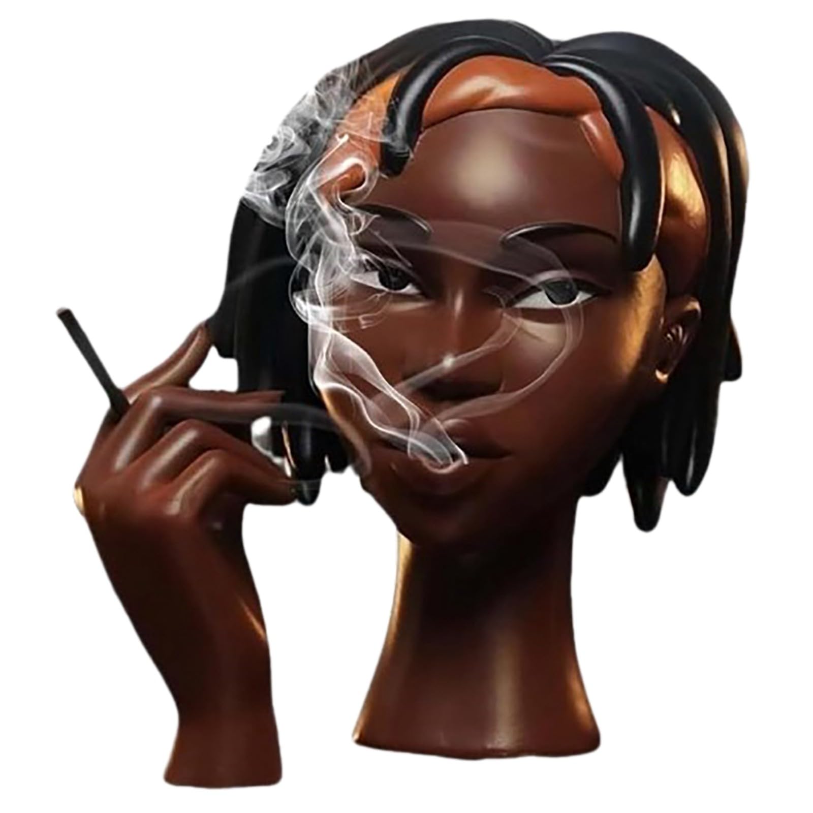 Headscents-Head Incense Burner Black Woman, Solange Incense Burner Head Black Women, Funny Elegant Head Incense Burner Black Woman, Incense Fountain for Home Decor, Desk Decor