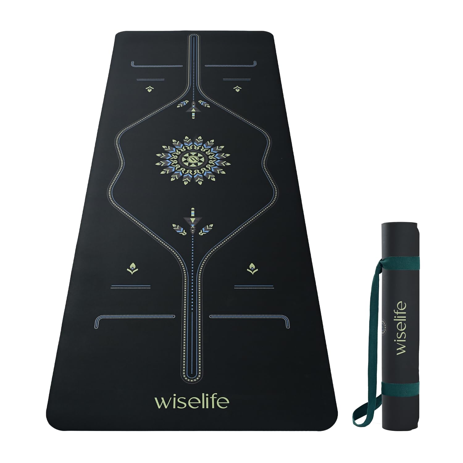 WiseLife Alignment PU Rubber Professional Yoga Mat Carry Strap Extra Thick Extra Long Exercise floor mat for Gym, Workout,Fitness, Yoga and Pilates PURE PU Leather & Natural Rubber (Black 5mm)-image-40