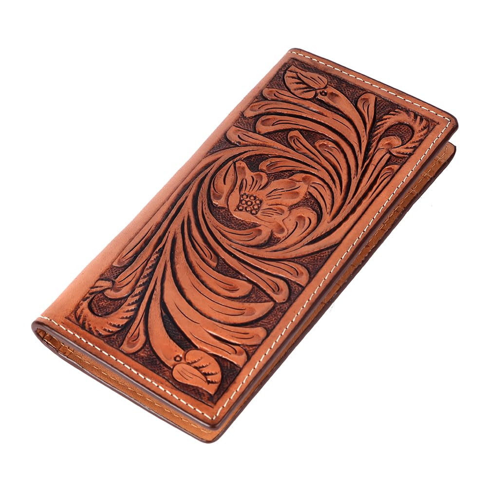 BAR H EQUINE Western Hand Carved Genuine Leather Rodeo Wallet For Men Women | Handmade Wallets Cowboy Casual Tooled