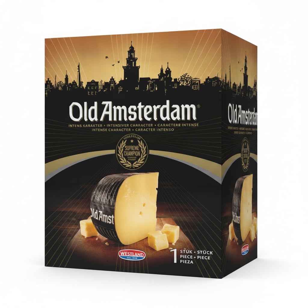 Queso Viejo de Carácter Intenso - Cuña de 500g - Queso Holandés Curado sin Lactosa y Vegetariano - Sabor Maduro y Galardonado - Receta Tradicional Westland desde 1936 - NEXU